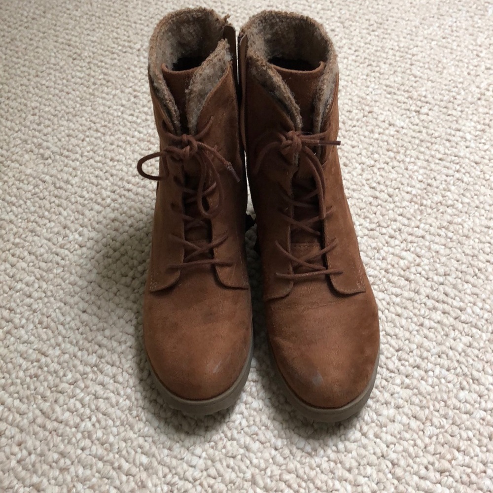 Brown boots with a slight heel